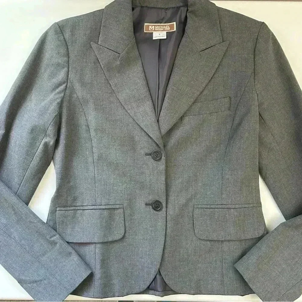 Michael Kors Grey Blazer Fitted Single Breasted Classic Size 4 - Picture 16 of 16